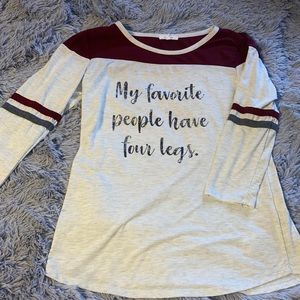Half sleeve off white and maroon shirt